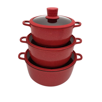 Higher Kitchen HK-325 &ndash; набір індукційних каструль із гранітним антипригарним шаром HK325 Red фото