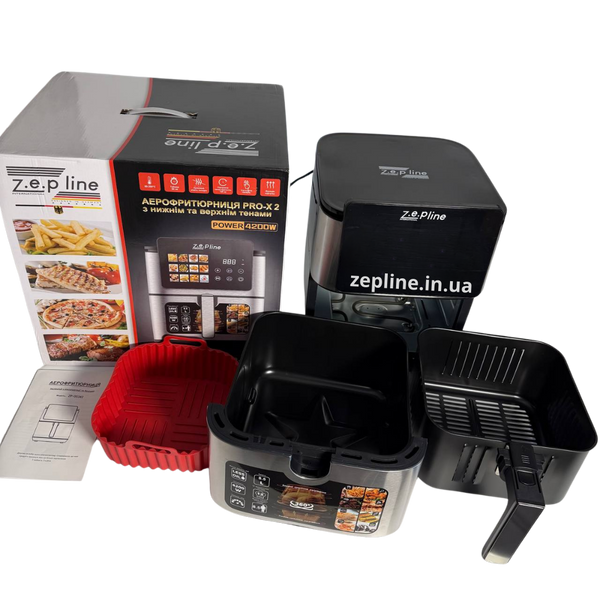 Мультифункціональна аерофритюрниця Zepline ZP-00342 на 13 л 4200 Вт на 12 програм зі знімним ковшиком та силіконовою формою ZEP00342 фото