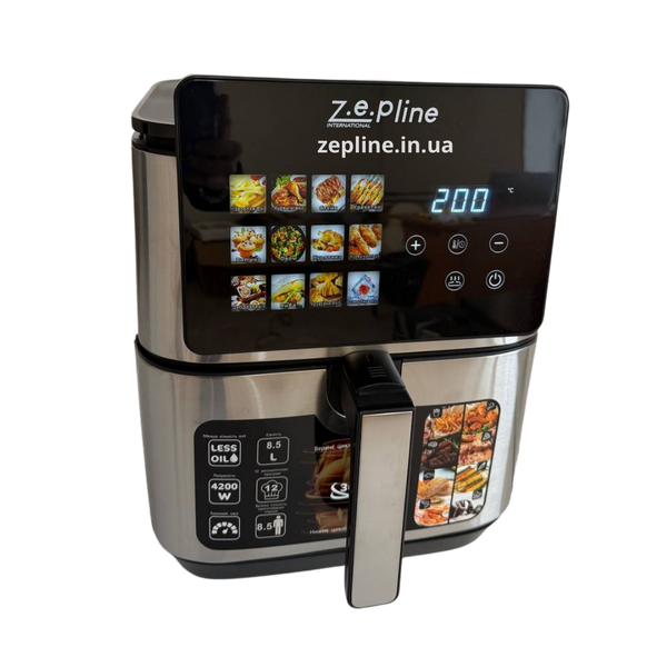 Мультифункціональна аерофритюрниця Zepline ZP-00342 на 13 л 4200 Вт на 12 програм зі знімним ковшиком та силіконовою формою ZEP00342 фото